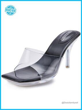 Clear Platform Heels Square Toe Stiletto Sandals Comfortable Women